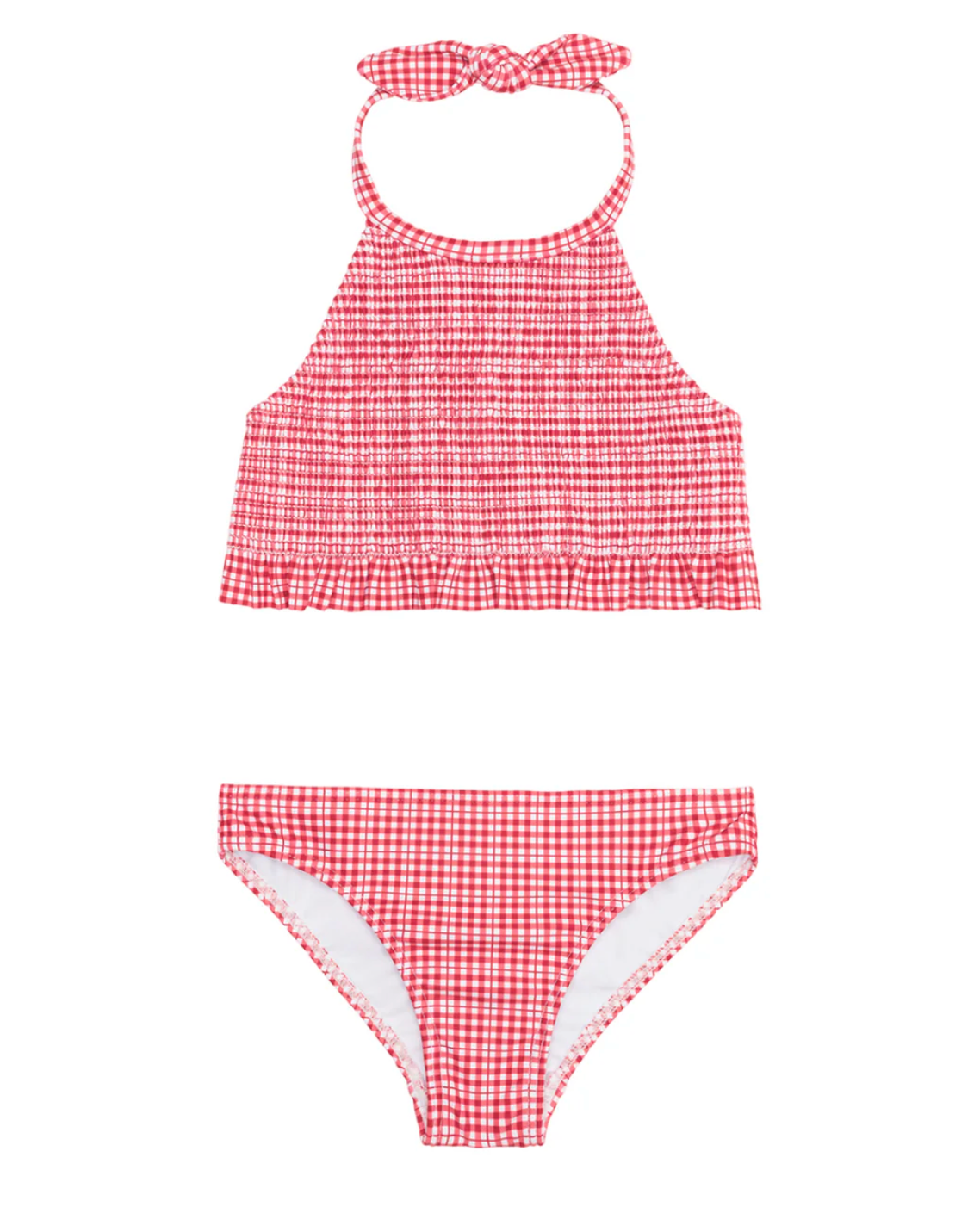 Minnow - Girls Poppy Gingham Smocked Halter Bikini