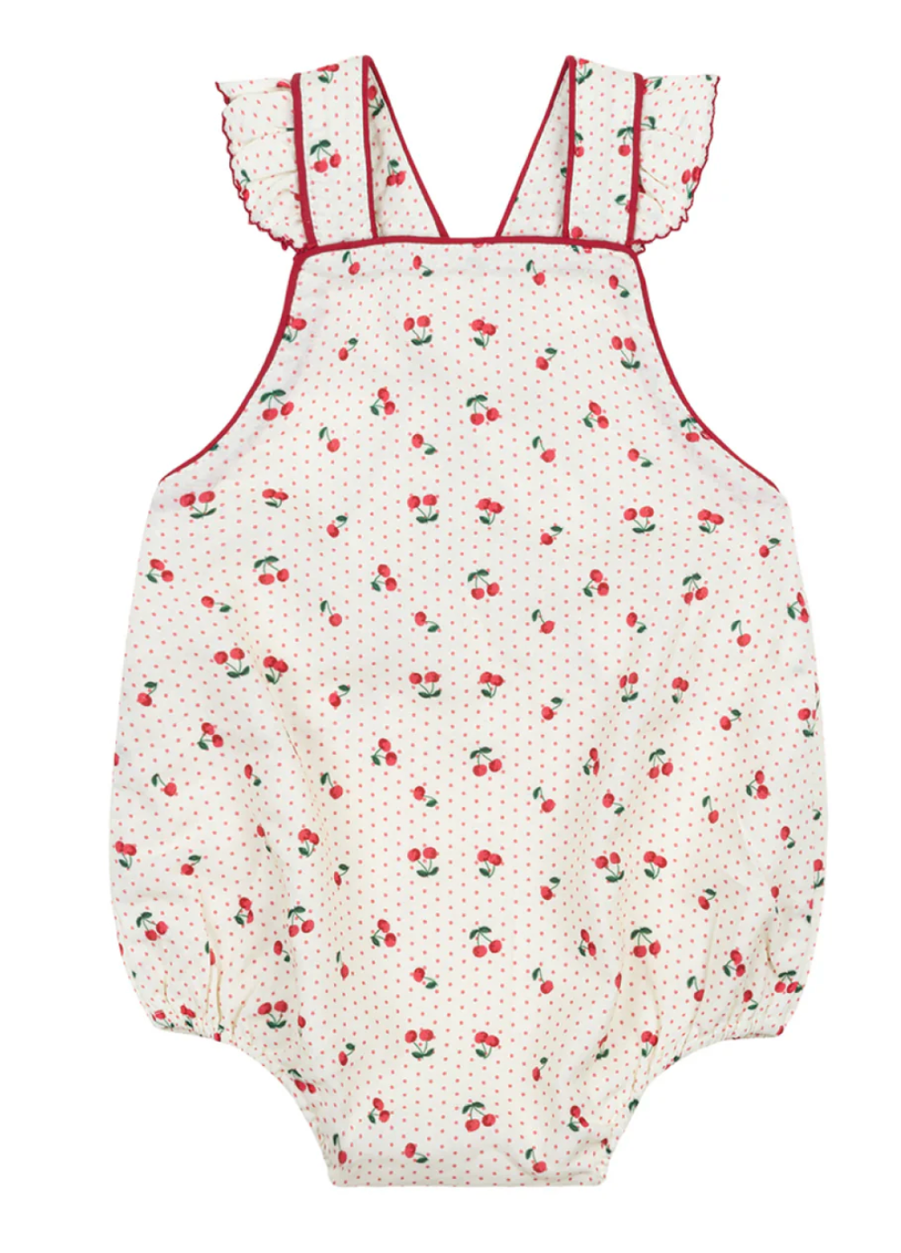 Minnow - Baby Girls Summer Cherries Crossover Ruffle Strap Bubble