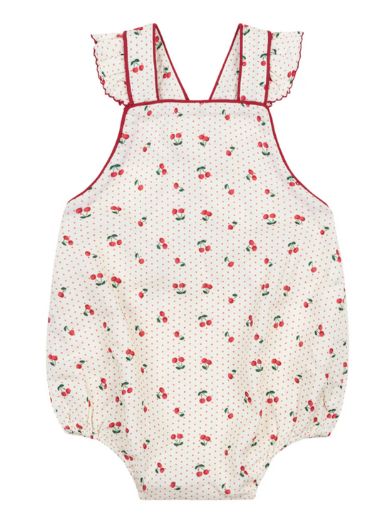 Minnow - Baby Girls Summer Cherries Crossover Ruffle Strap Bubble