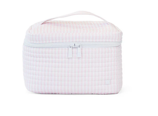 Quilted train set by TRVL Designs featuring a colorful, soft fabric train with detailed stitching and playful design.