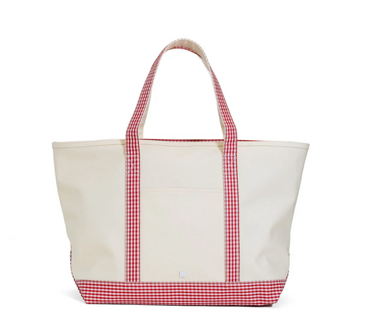 Large natural coated canvas Maxi Tote bag by TRVL Designs with sturdy handles and spacious interior for everyday use