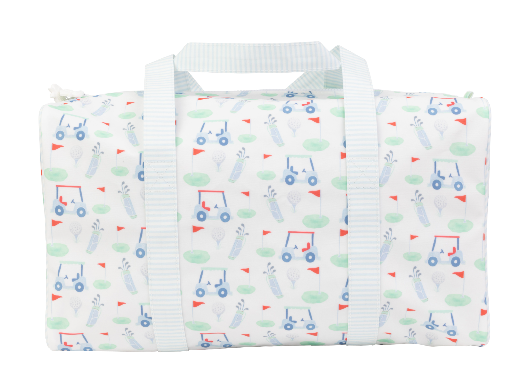 Apple of My Isla golf duffle bag featuring a sleek design with multiple compartments and a sturdy strap for easy carrying.