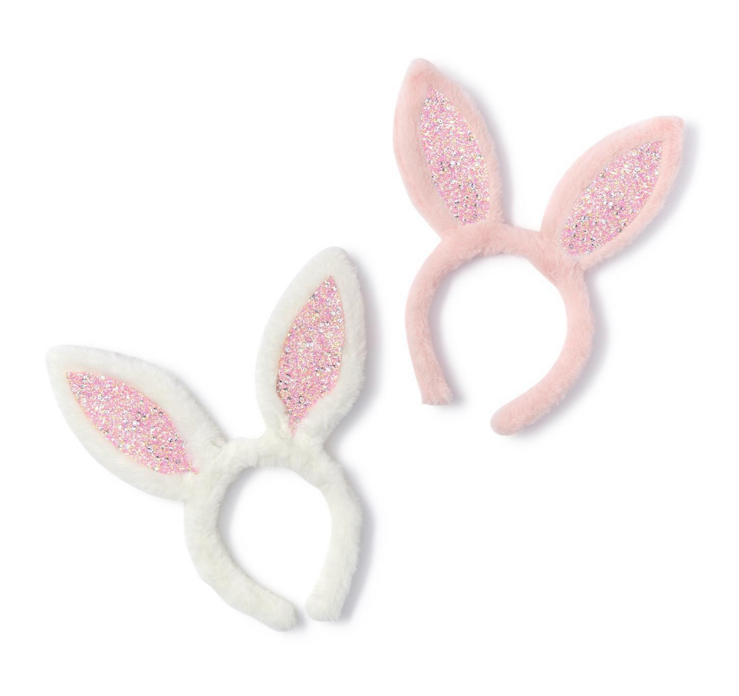 Cupcakes & Cartwheels - Plush Faux Fur Bunny Ears with Glitter Headband