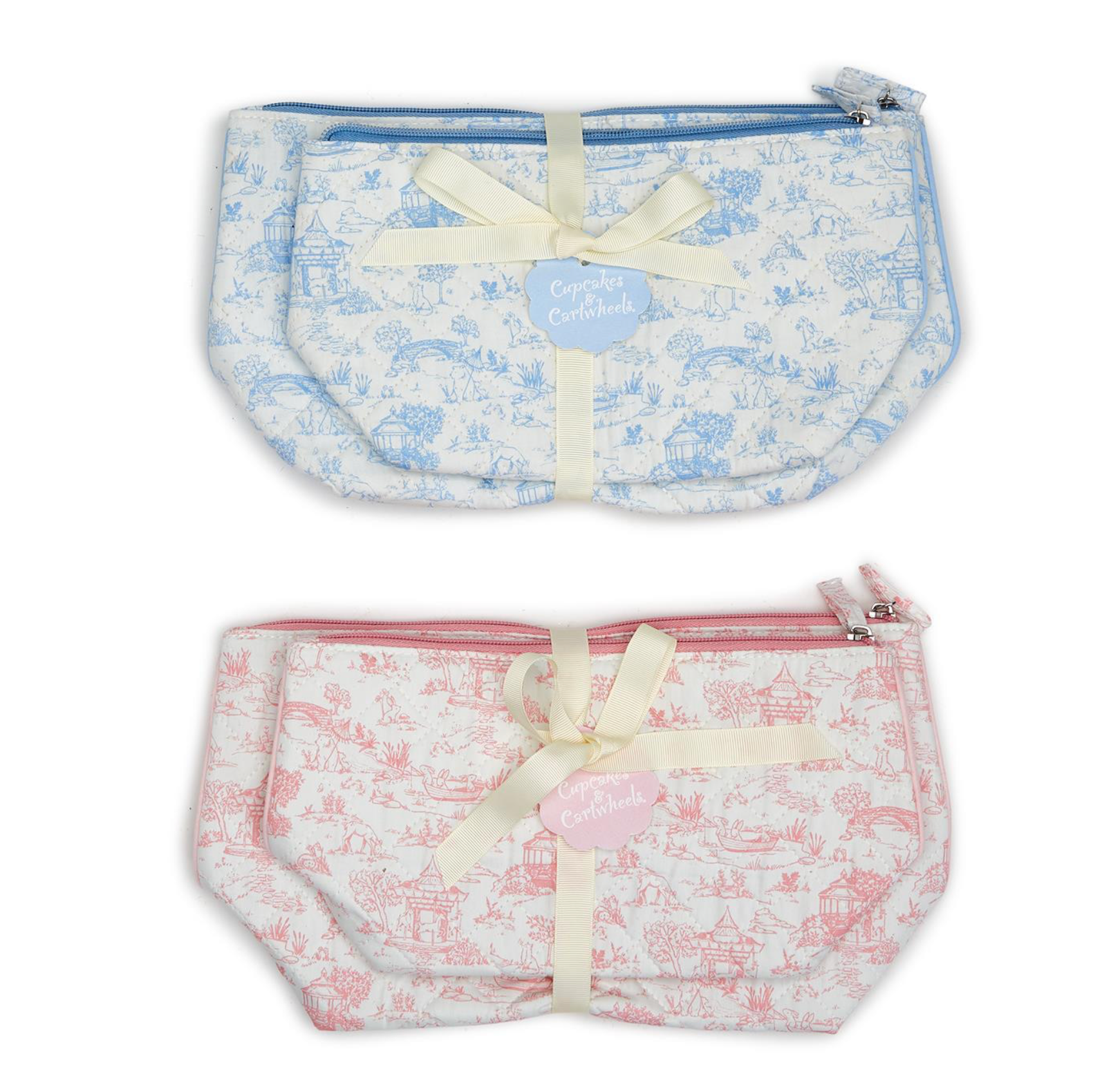 Two's Company Animal Toile Pouches