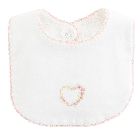 Baby Club Chic - Sweet Heart Bib w/ Crochet Trim