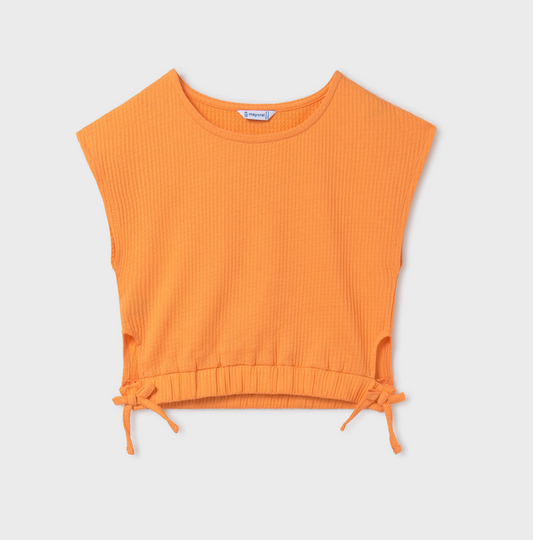 Mayoral - Orange Cinched Top with Side Slits