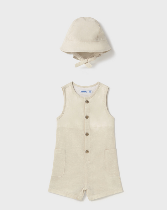 Mayoral - Beige Romper w/ Hat