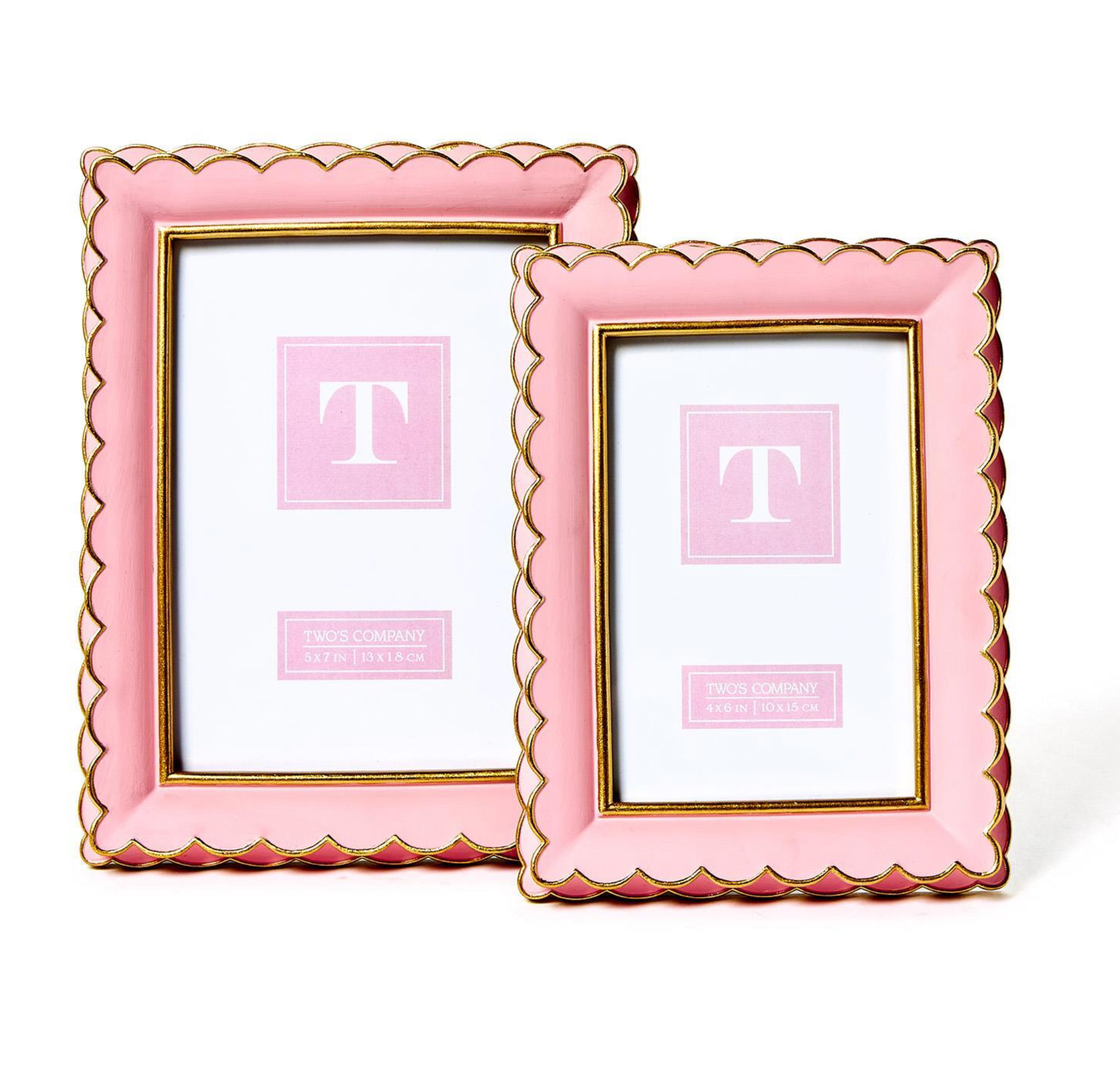 Two's Company - Pink and Gold Set of 2 Scalloped Picture Frames - Sweet ...