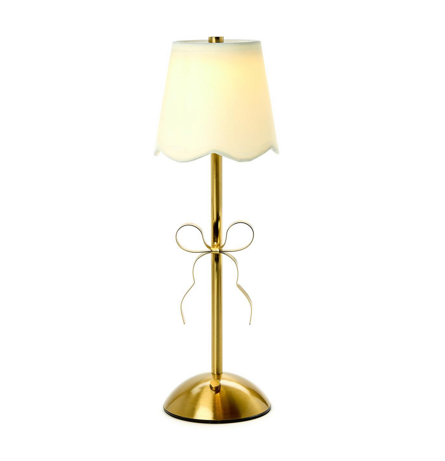 Golden Bow LED Portable Cordless Table Lamp with Fabric Lamp Shade