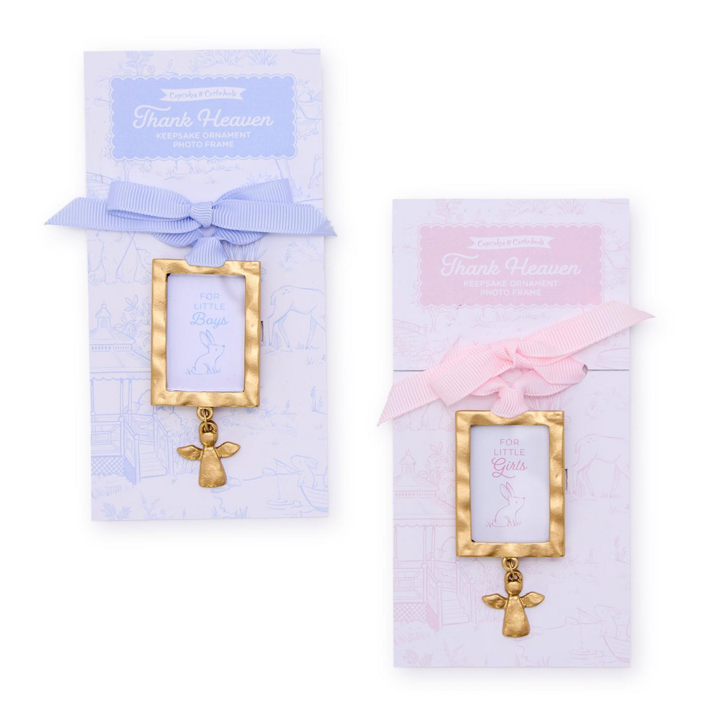 Thank Heaven keepsake ornament photo frame featuring an angel charm by Twos Company, showcasing a delicate design.
