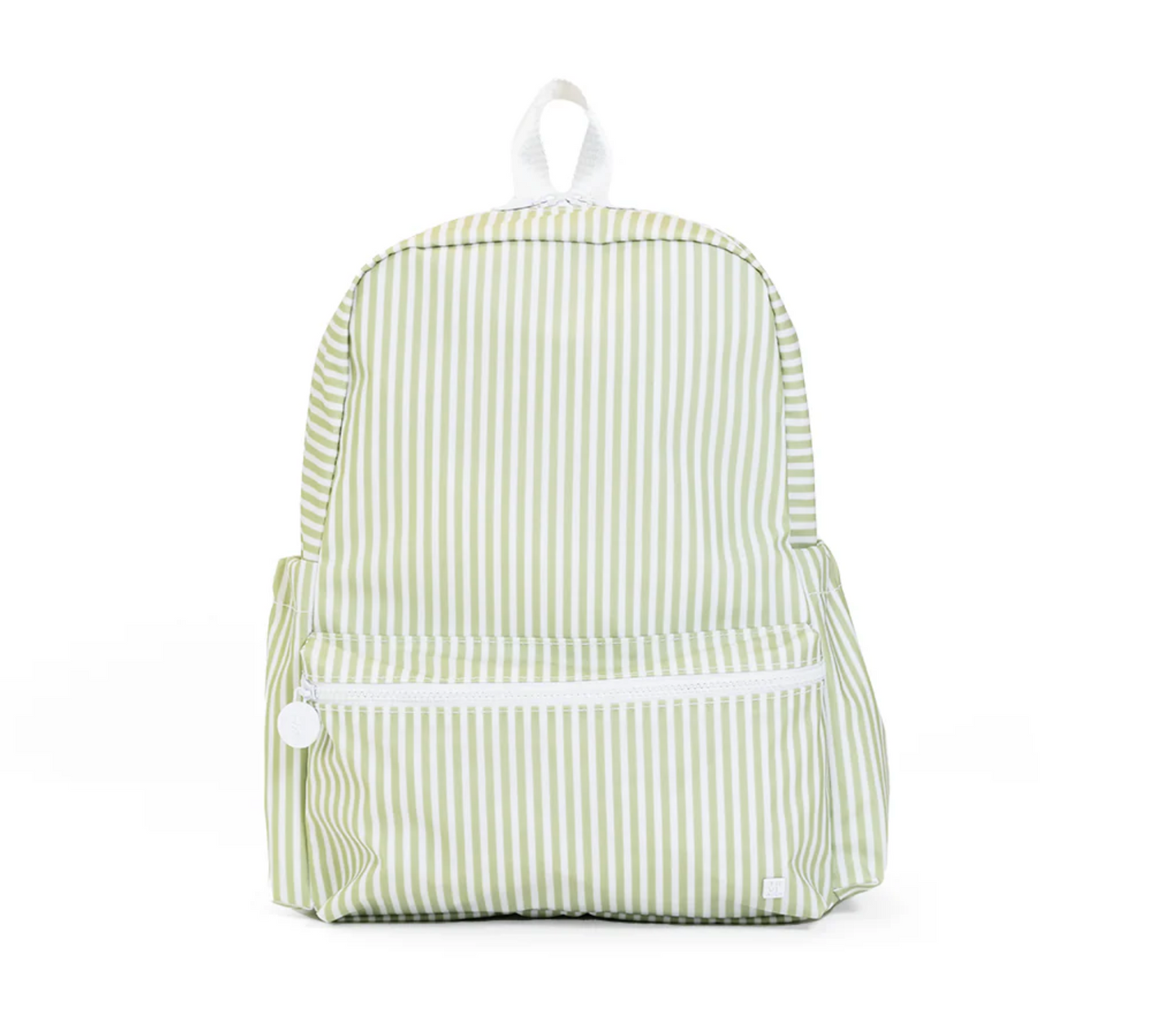 TRVL Design backpack with multiple compartments and adjustable straps, shown in a front view in a screenshot.