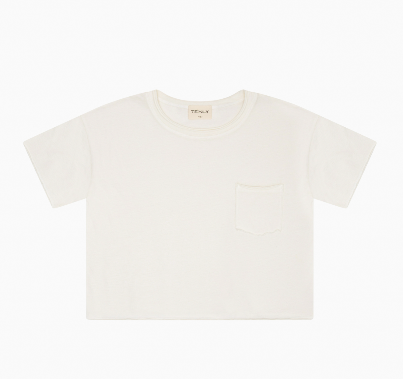 Ecru Cotton Jersey Raw Edge Pocket Tee