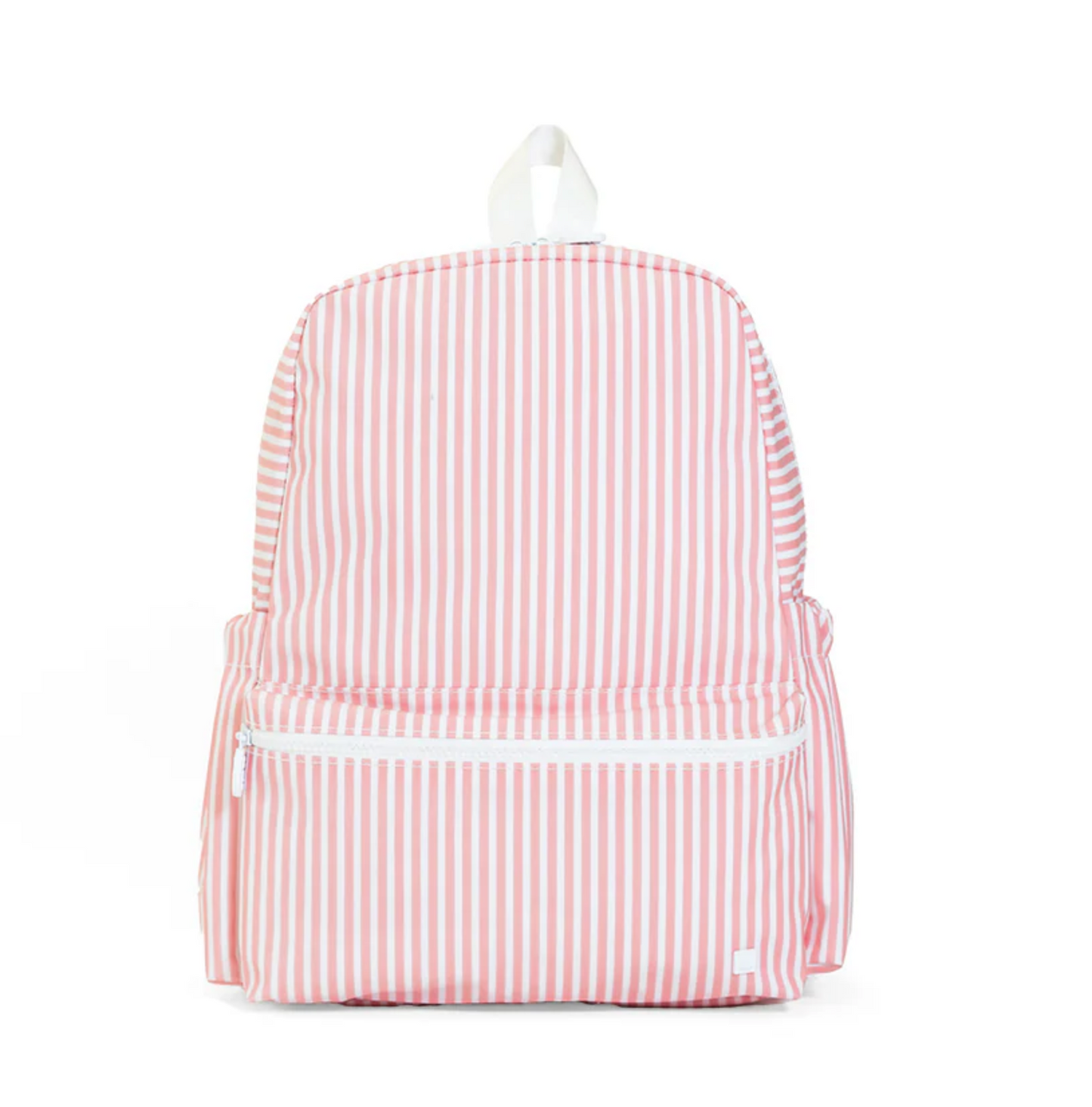 Screenshot of TRVL Designs backpack showcasing its sleek black exterior and adjustable straps.