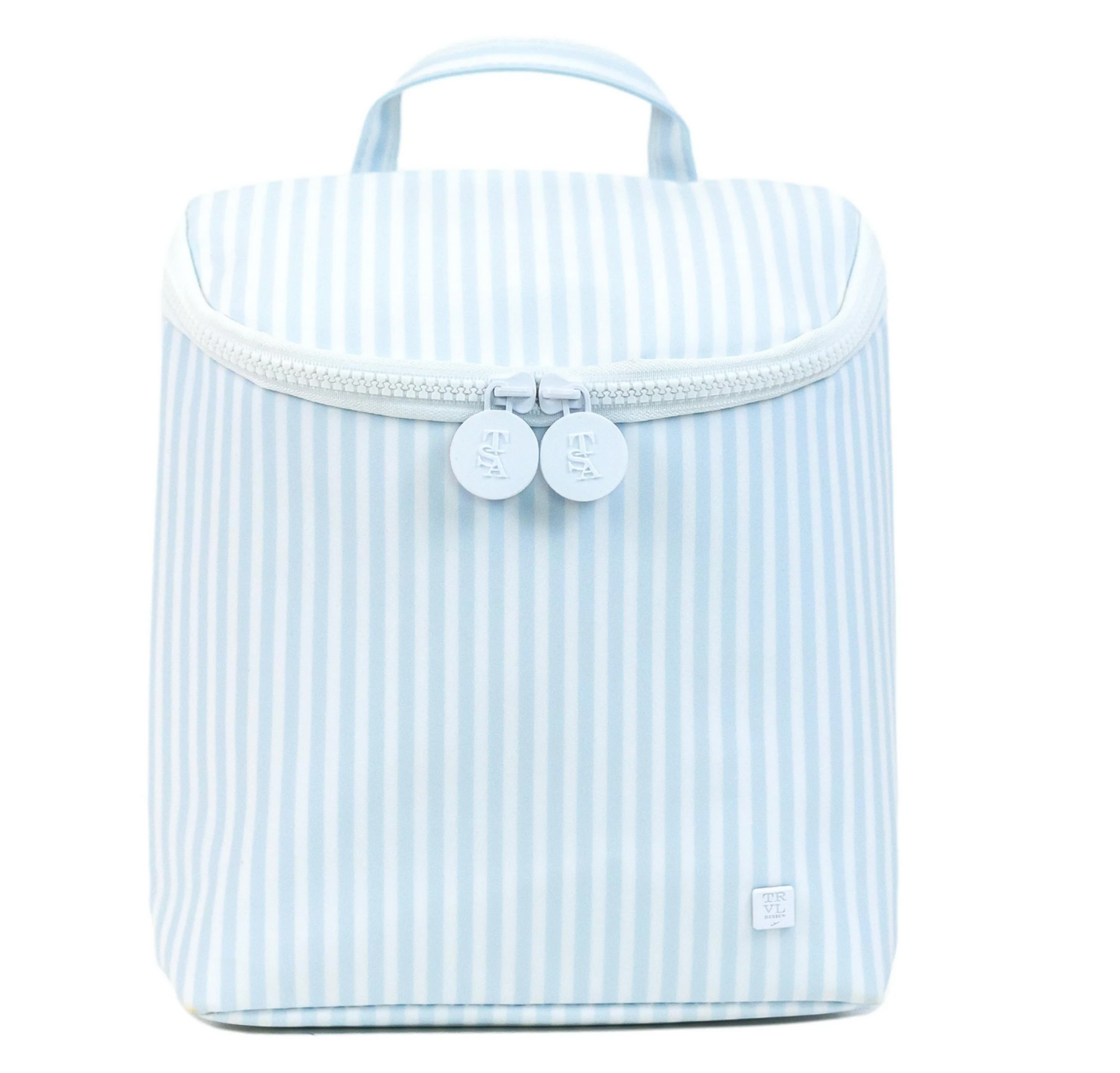 Insulated Take Away Lunch Bag by TRVL Designs, showing a sleek black bag with a zip closure and carrying handle.
