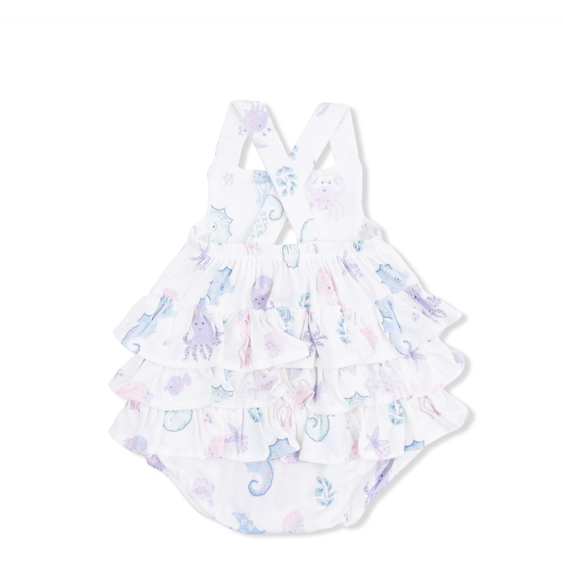 Floral Sea Creatures Ruffle Sunsuit
