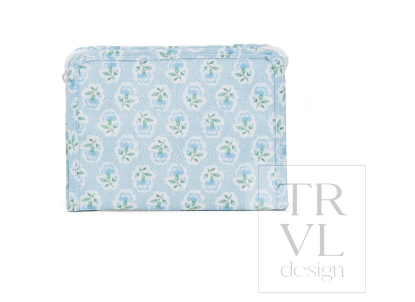 TRVL Designs Roadie Medium Zip Pouch displayed with a zipper closure, compact design, and branded logo on the front.