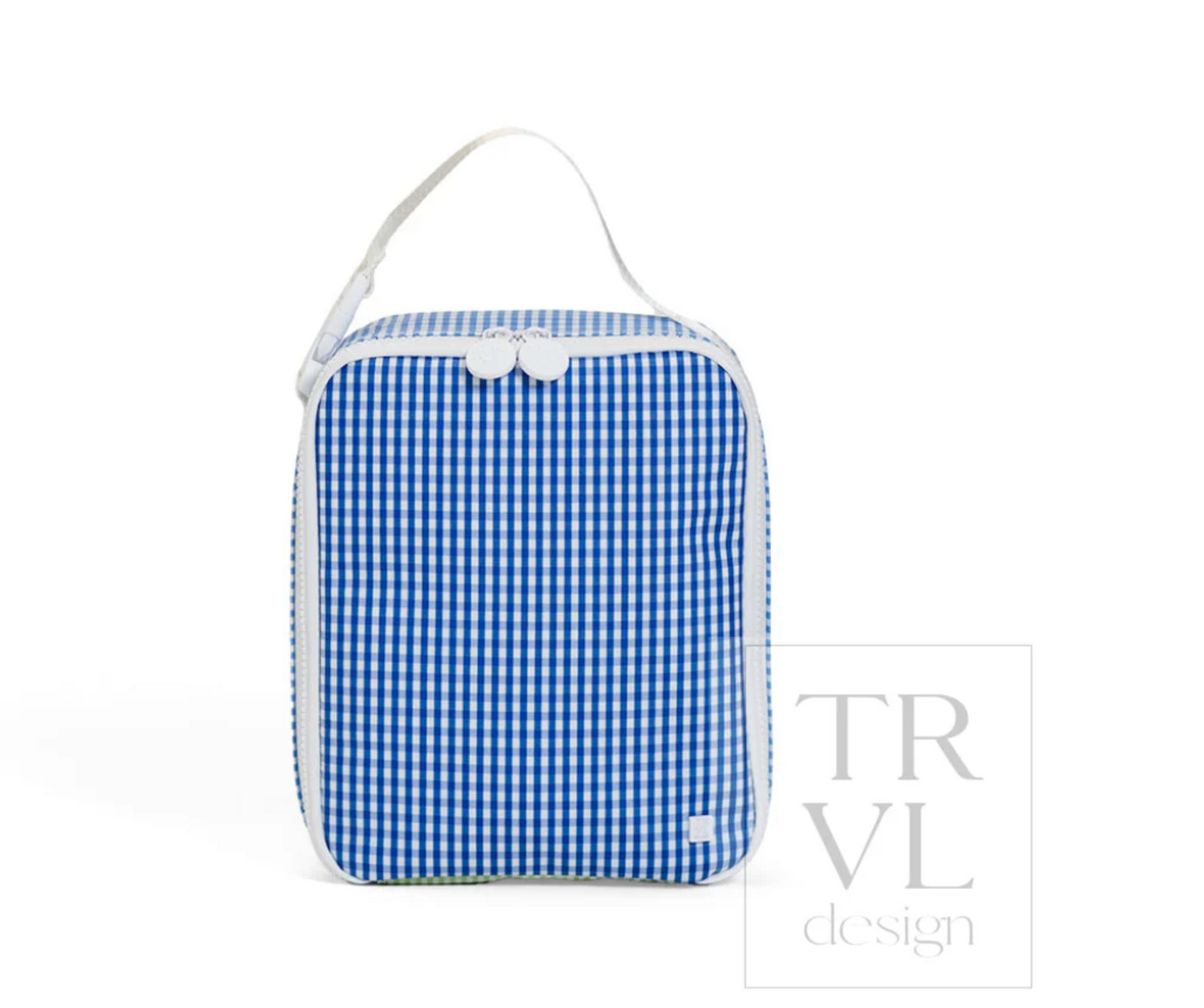 TRVL Design insulated lunch bag with a sleek, compact design, perfect for carrying meals and keeping food fresh.