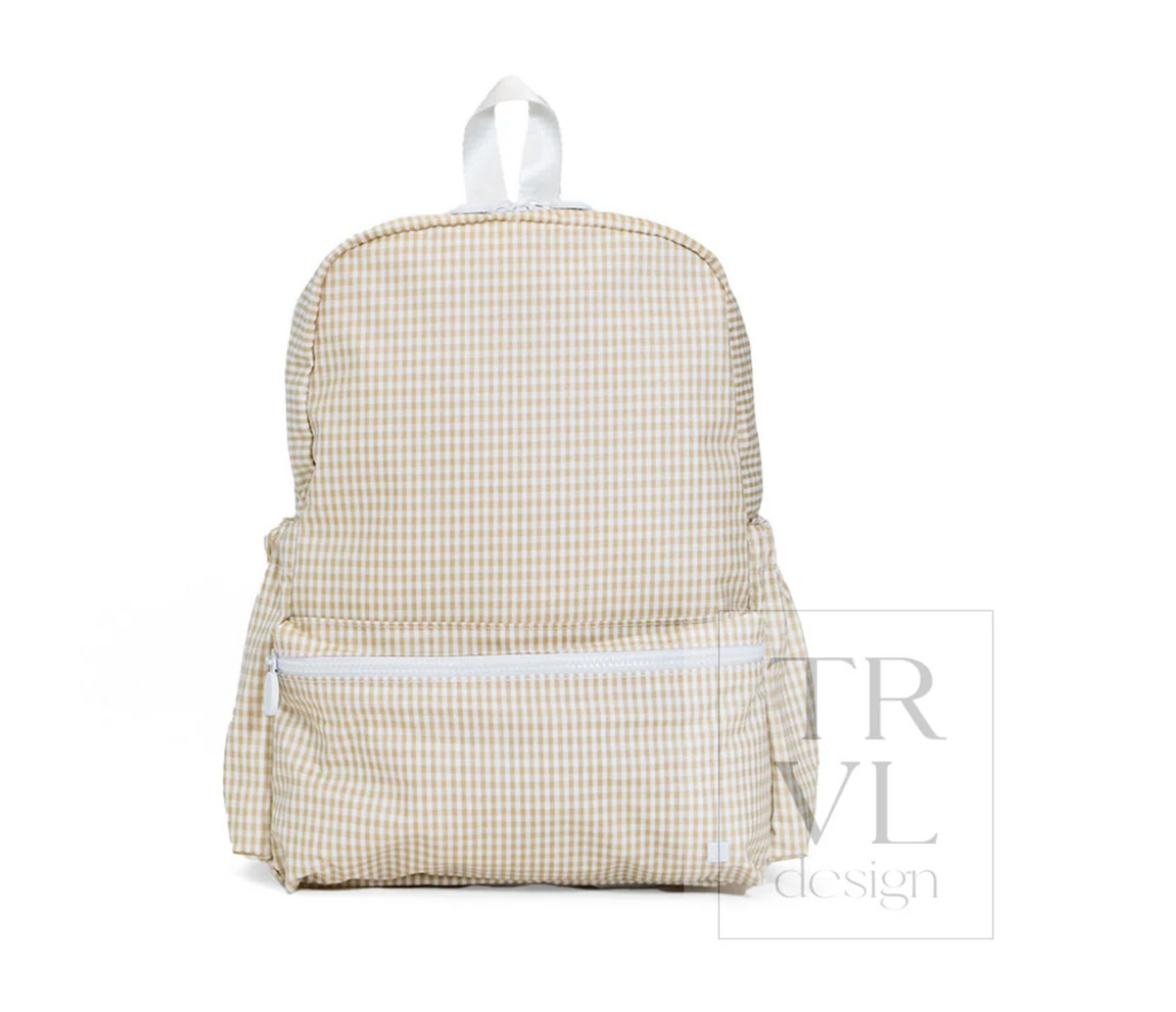 Screenshot of a TRVL Design backpack featuring a sleek, modern look with multiple compartments and adjustable straps.