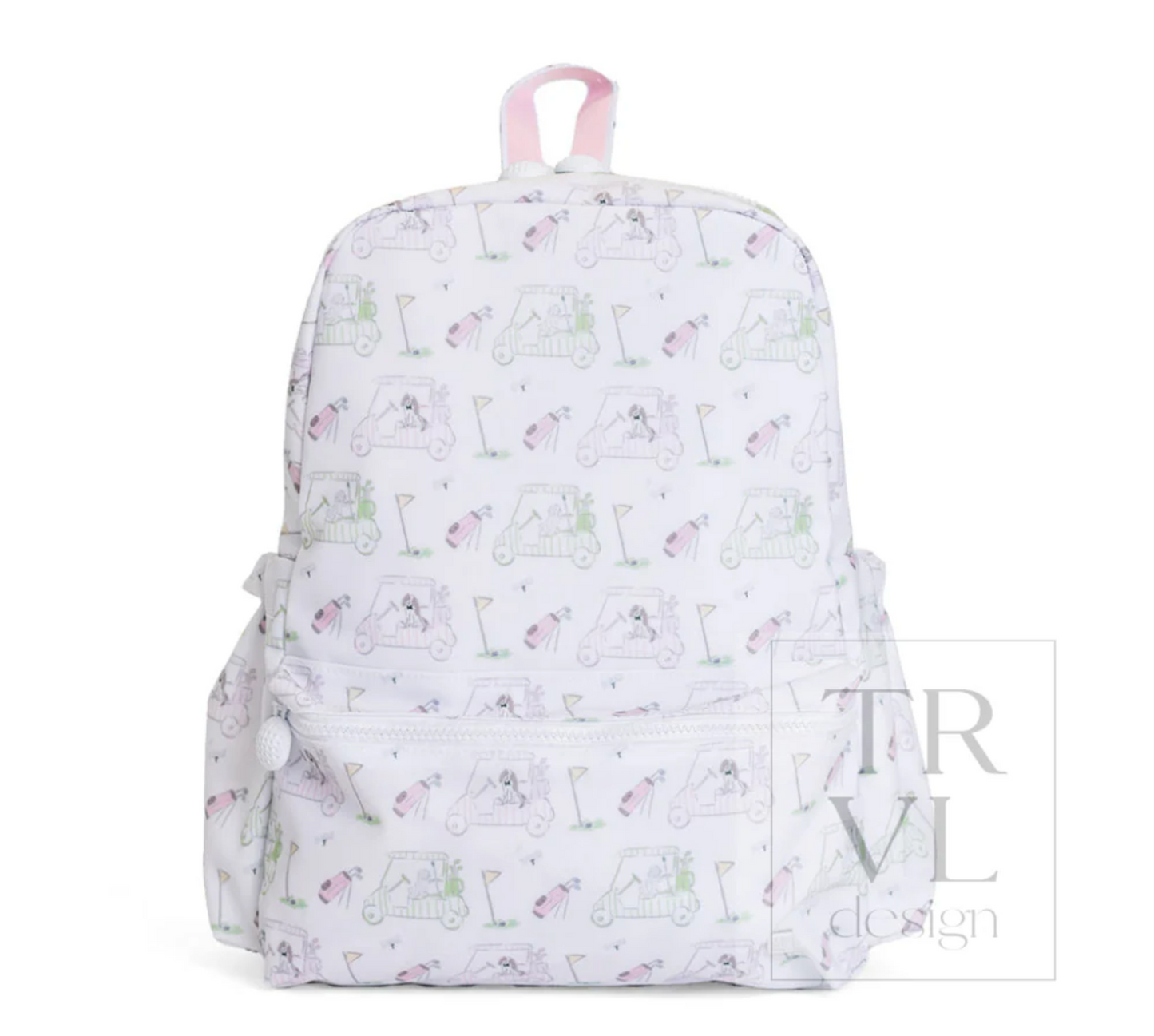 TRVL Design backpack in black with multiple compartments, adjustable straps, and minimalist style for everyday use.