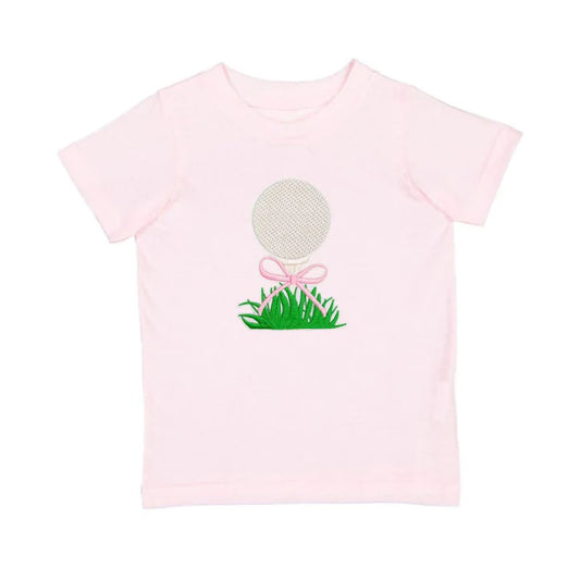 Golf Tee Bow Patch Short Sleeve T-Shirt - Ballet