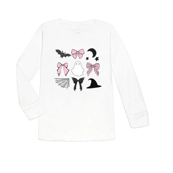 Sweet Wink - Spooky Coquette Halloween Long Sleeve Shirt - White