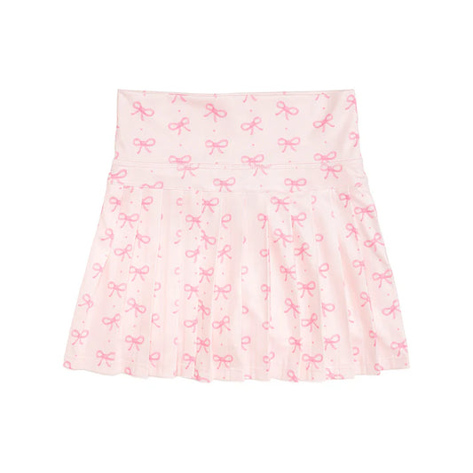 Pink bow athletic skort by Sweet Wink with a fitted waistband and playful bow detail, ideal for active wear and fitness activities.