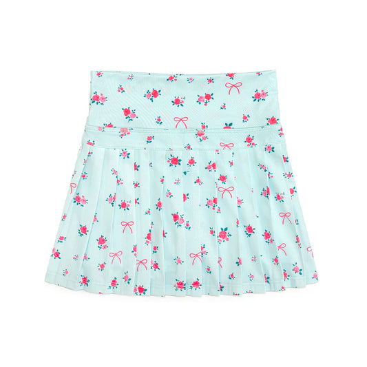 Sky blue floral athletic skort by Sweet Wink featuring a lightweight, breathable fabric and a stylish floral pattern.