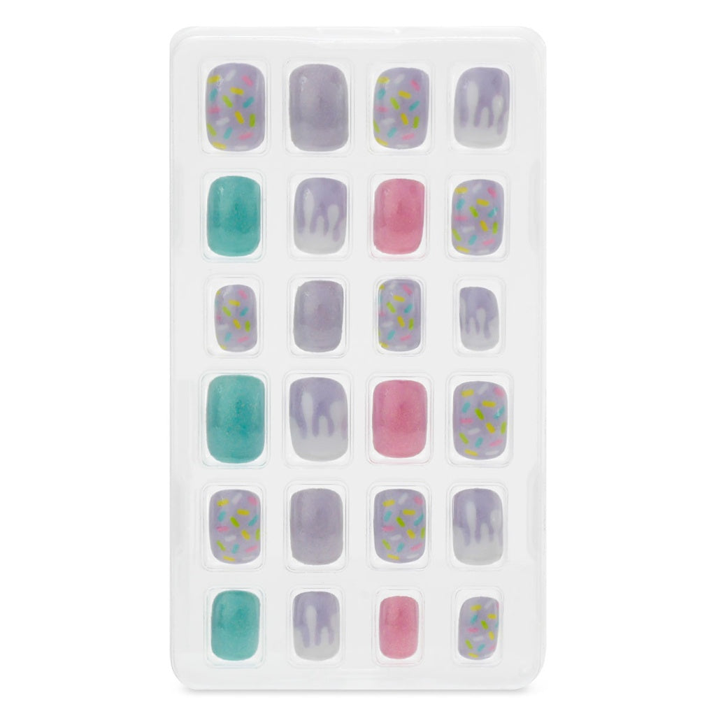 Iscream sprinkles design press-on nail set with colorful, textured nail tips for easy, stylish manicures.