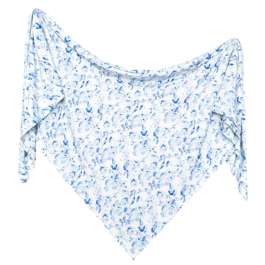 Priscilla Bamboo Swaddle by Copper Pearl featuring soft, breathable bamboo fabric with a delicate floral pattern for newborns.