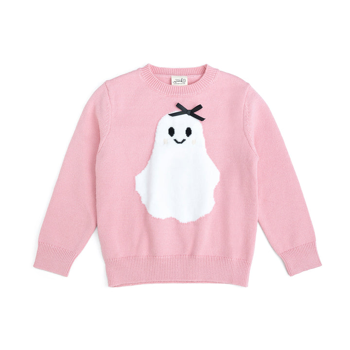 Sweet Wink Halloween sweater featuring a cute ghost design on a cozy knit sweater for Halloween festivities