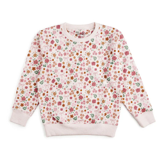 Sweet Wink Berry Floral Sweatshirt with vibrant berry and floral print, soft fabric, and relaxed fit.