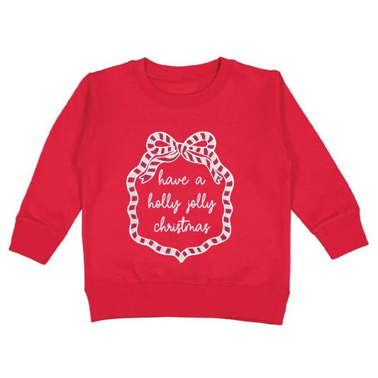Sweet Wink Holly Jolly Christmas sweatshirt with sequin bow patch and festive holiday design.