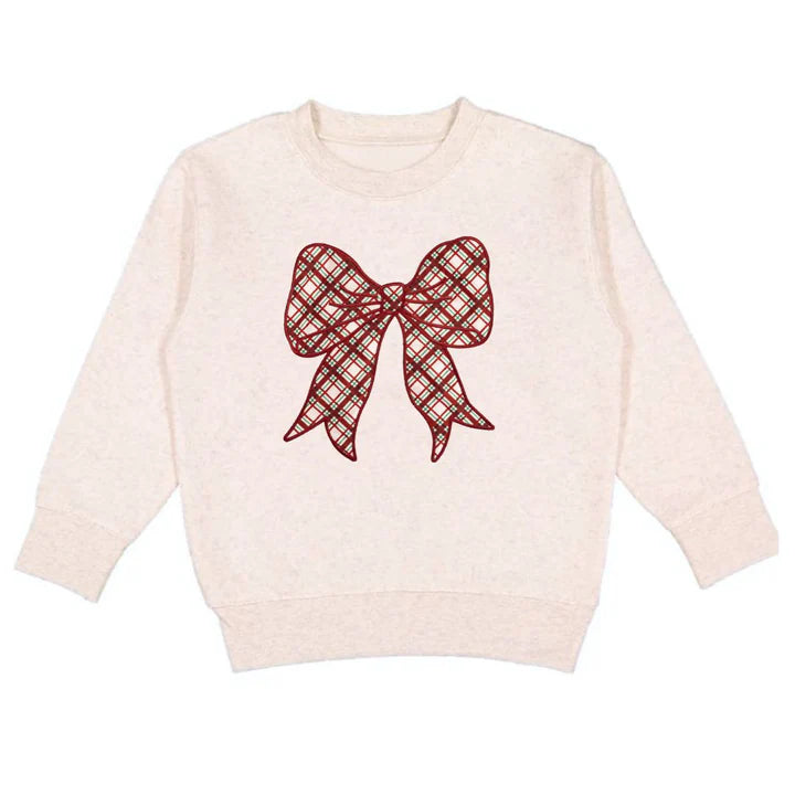 Christmas Plaid Bow Patch Sweatshirt