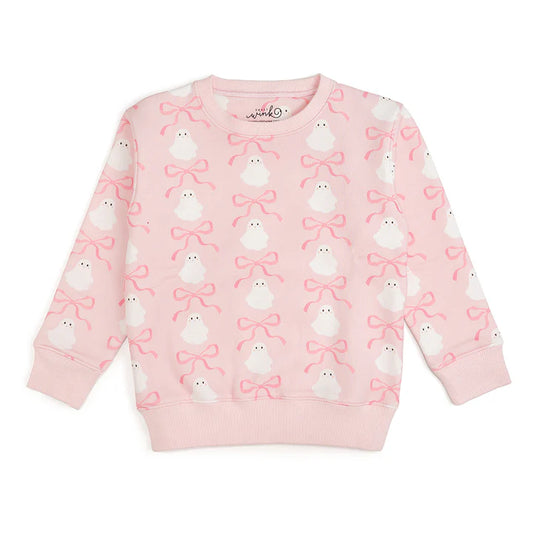 Sweet Wink - Coquette Ghost Halloween Sweatshirt - Pink