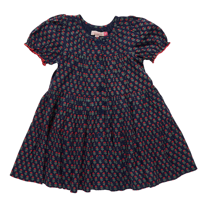 Girls Elizabeth Dress - Navy Carnation