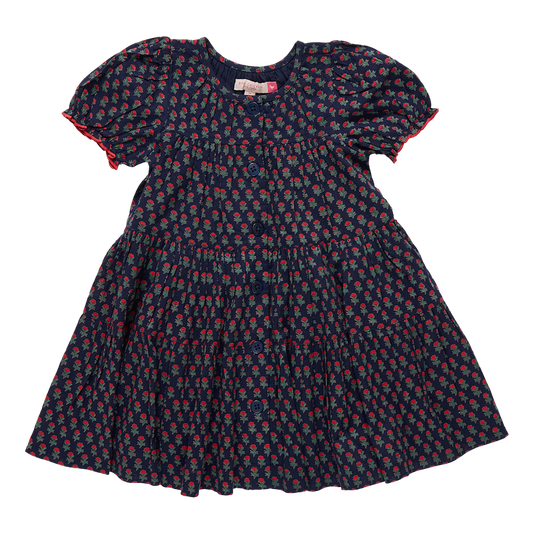 Girls Elizabeth Dress - Navy Carnation
