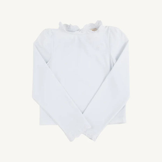 White Winnie's Wave Spotter swim shirt by The Beaufort Bonnet Company featuring beige fabric and wave pattern for kids.