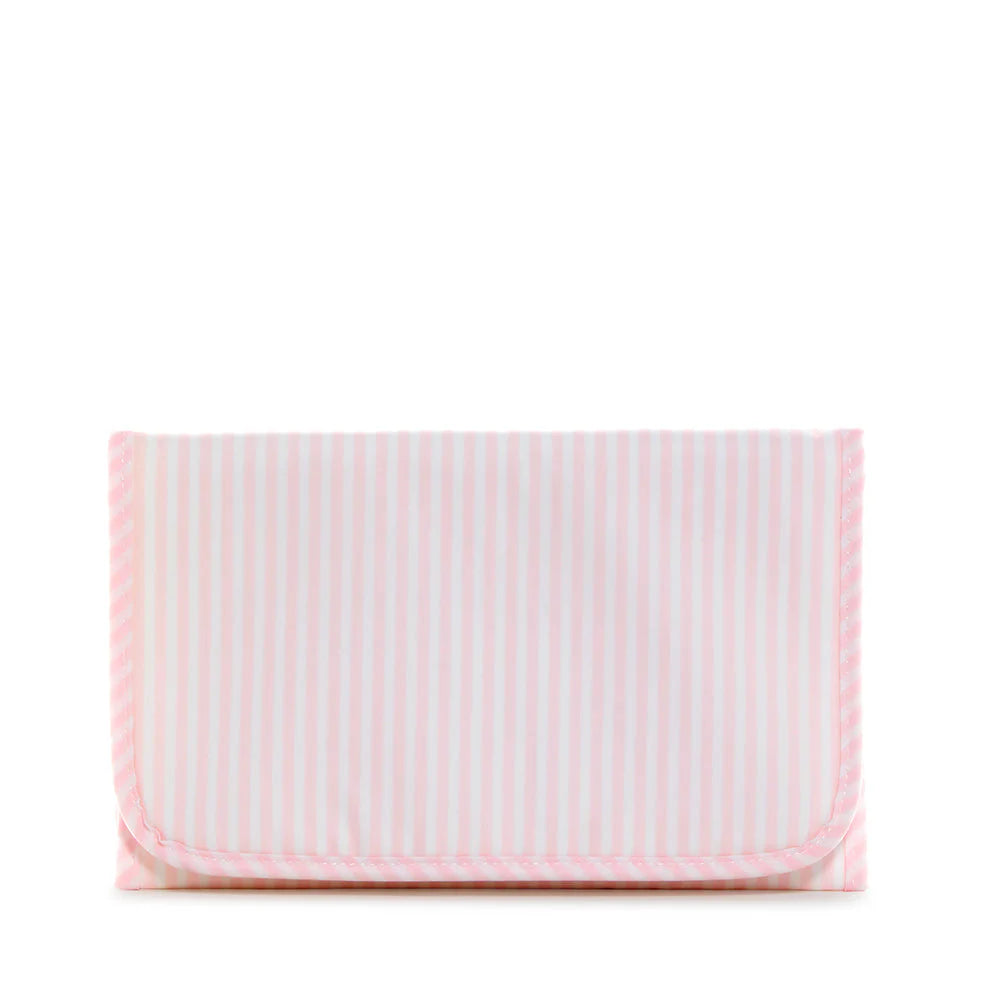 Pink Pimlico Stripe Game Changer pad by TRVL Designs, featuring a stylish changing mat with bold pink and Anderson Parker accents.