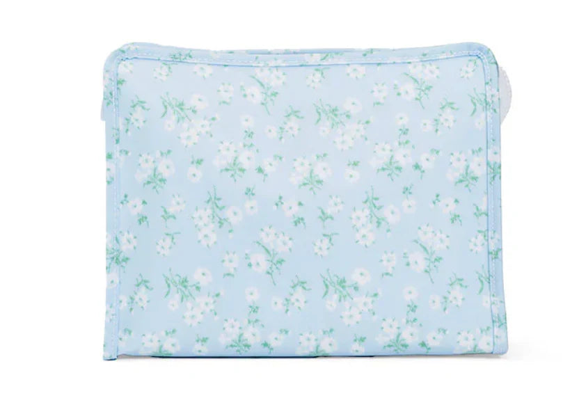 Large TRVL Designs Roadie zip pouch with a Kiki floral pattern, featuring a spacious design for travel or everyday use.