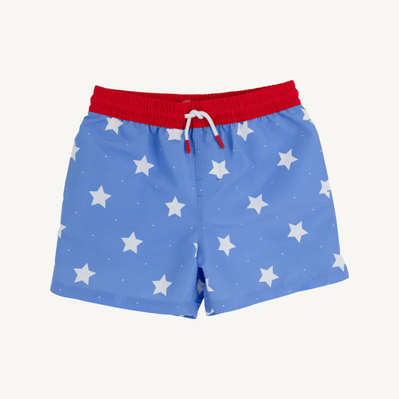 The Beaufort Bonnet Company - Tortola Swim Trunks North Sea Stars/Richmond Red