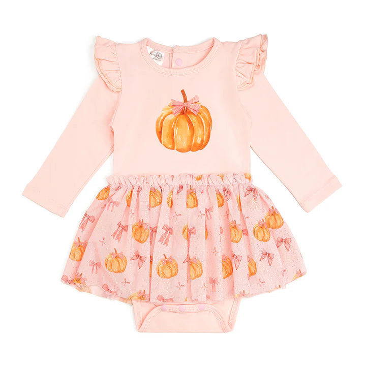 Sweet Wink - Coquette Pumpkin Long Sleeve Tutu Bodysuit