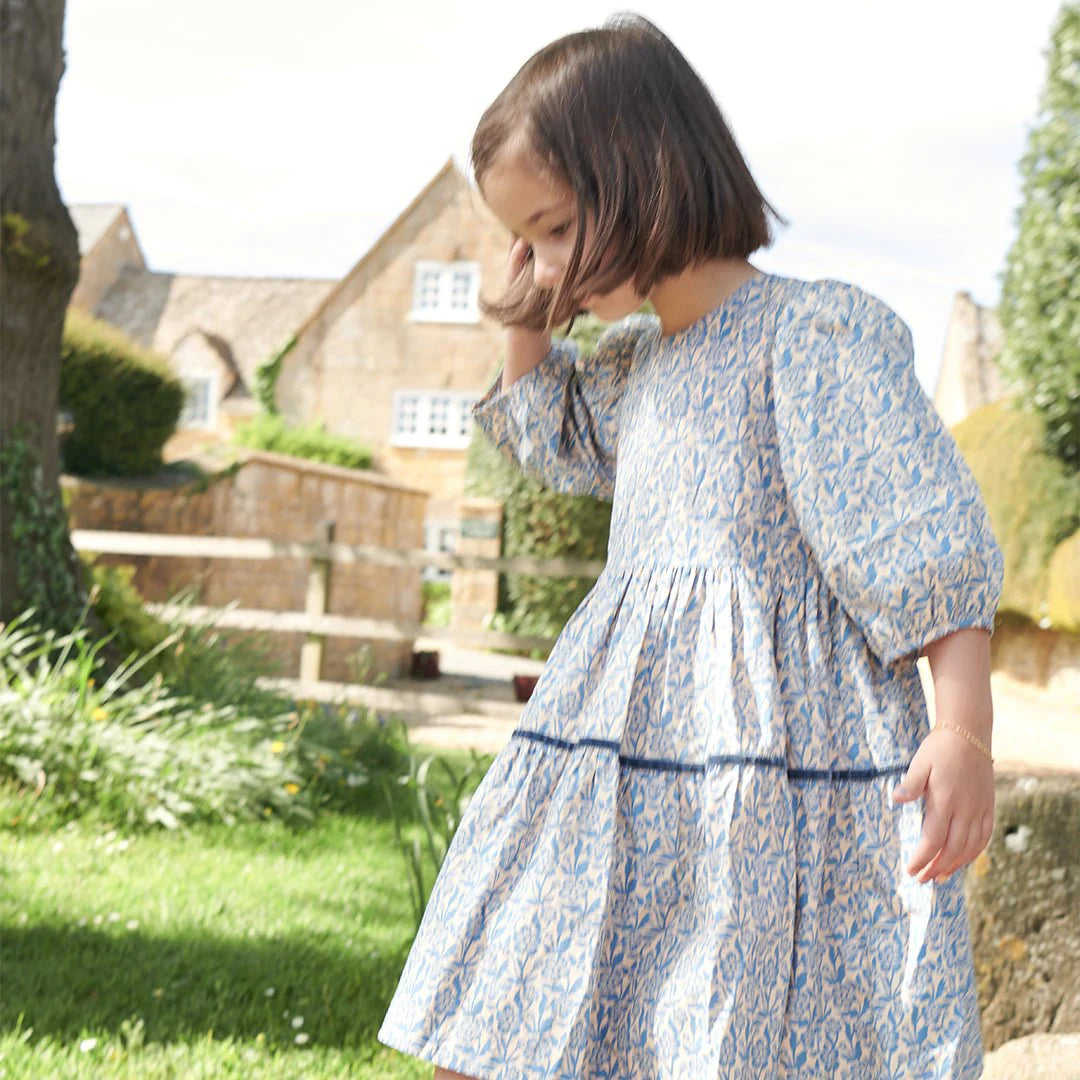 Blue Climbing Floral Girls Maribelle Dress