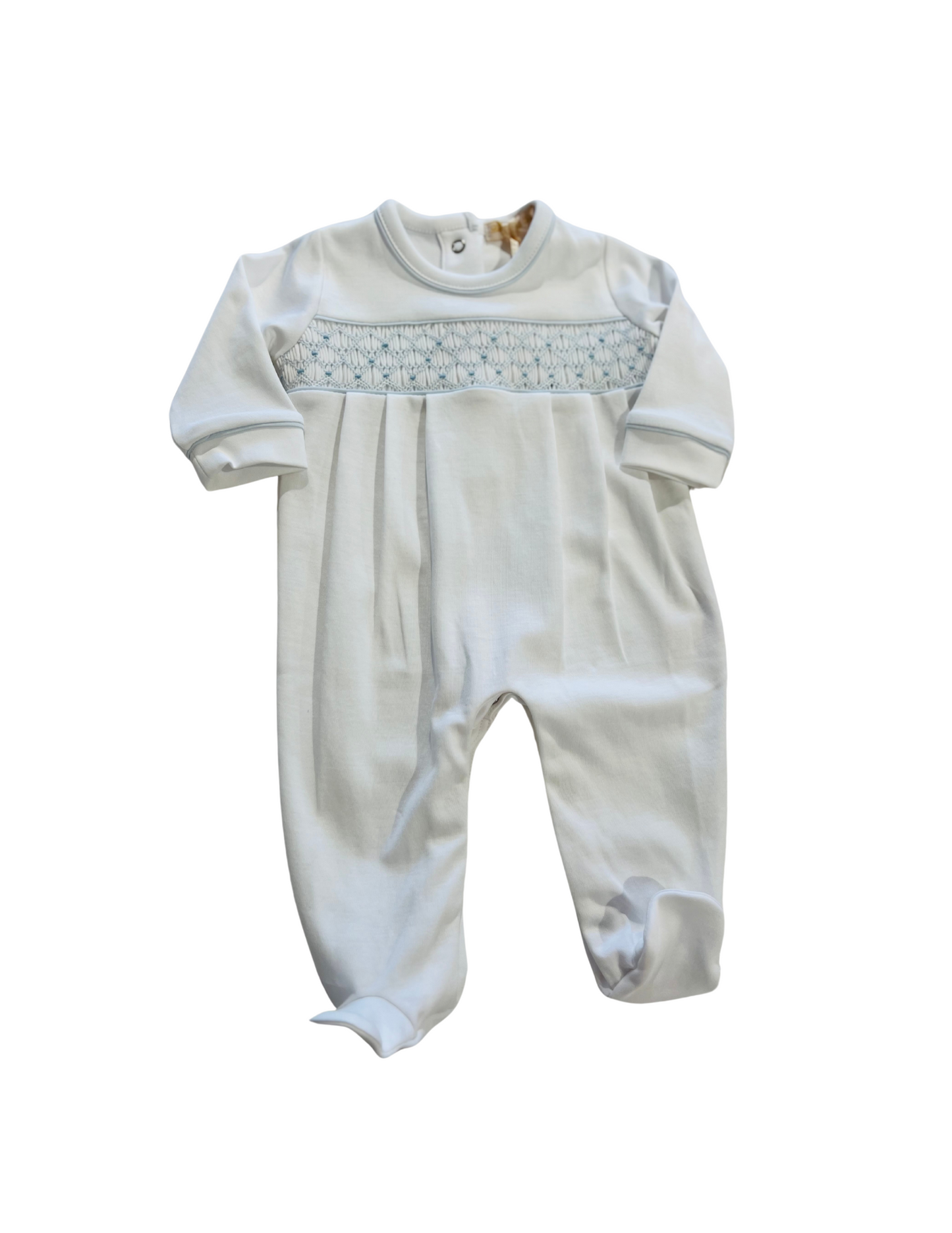 Baby Club Chic - White Smocked Footie w/ Embroidery