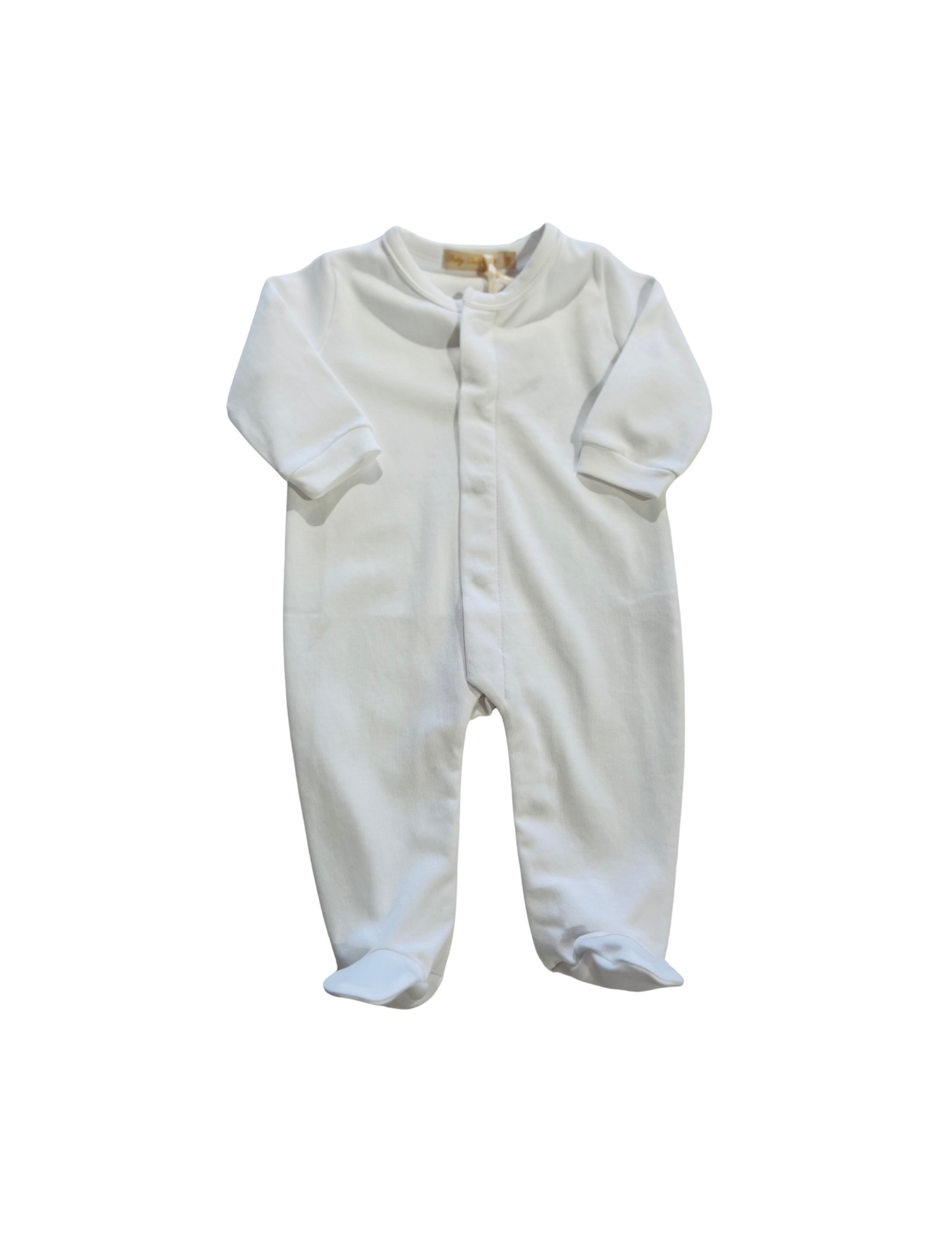 Baby Club Chic - White Footie w/ Piping Trim