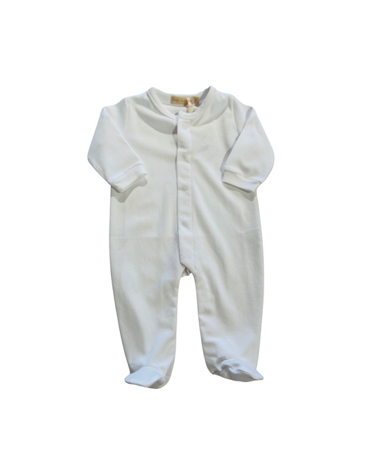 Baby Club Chic - White Footie w/ Piping Trim
