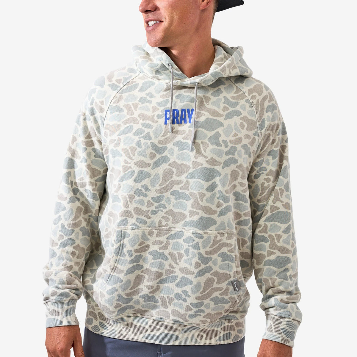 Burlebo men's vintage washed graphic hoodie with Pray design on front