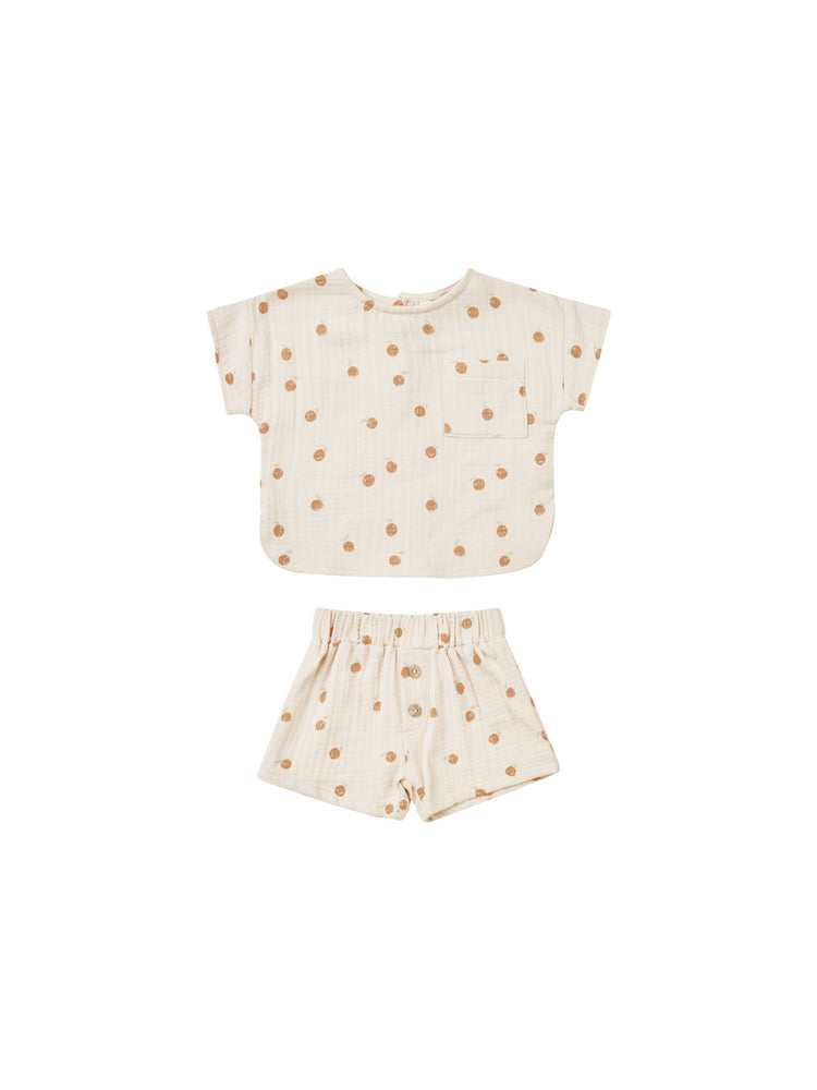 Quincy Mae - Oranges Woven Boxy Top + Short Set