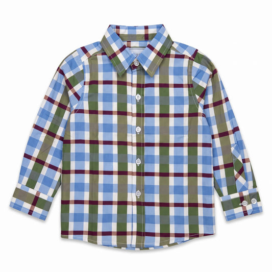Hollis Baker Autumn Plaid William Shirt featuring classic plaid pattern and long sleeves, suitable for fall fashion.
