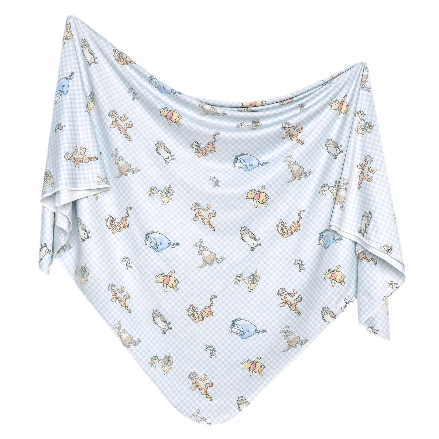 Copper Pearl Winnie the Pooh & Friends knit swaddle blanket with adorable Pooh and friends in soft, cozy fabric.