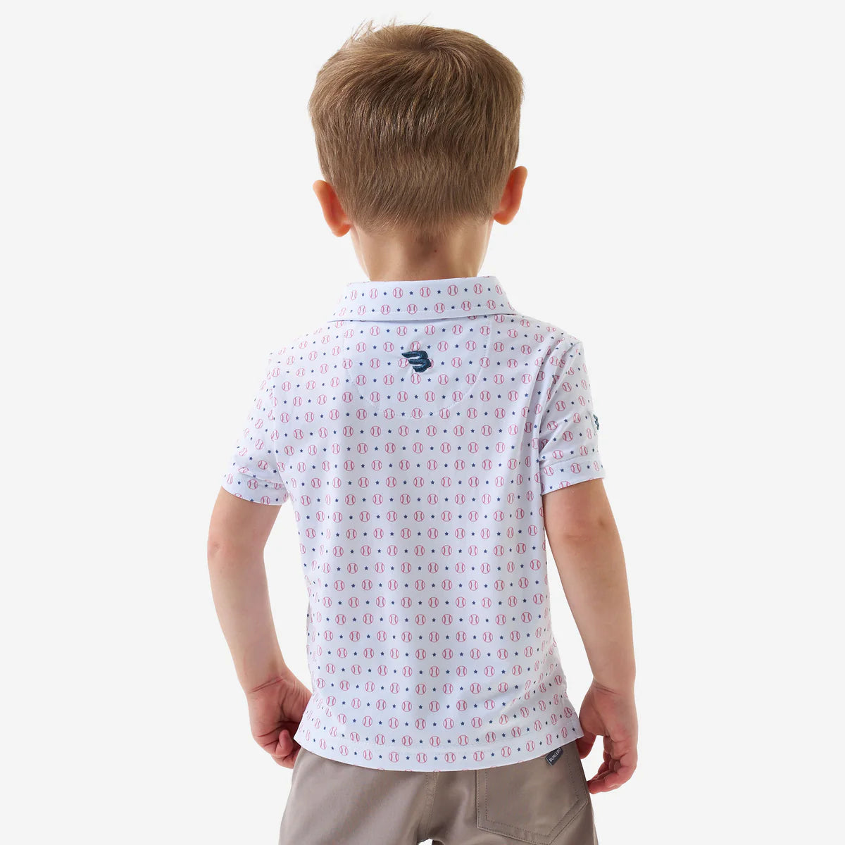 Youth performance baseball polo shirt by Burlebo, featuring a sporty design with a collar and short sleeves.